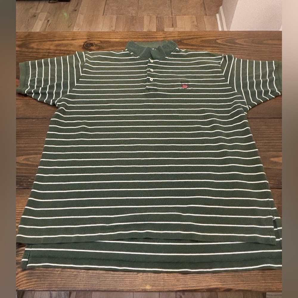 Ralph Lauren Green and White Striped Polo Shirt